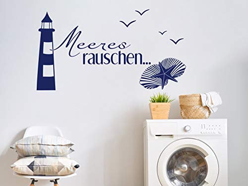 GRAZDesign Wandtattoo Badezimmer Leuchtturm maritim Muscheln Türaufkleber Fliesenaufkleber - 55x30cm / 049 königsblau
