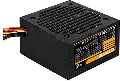 Aerocool Vx Plus 650 - Gaming Netzteil für PC (650W, ATX, 12V, Lüfter 12 cm, Vx Design) Schwarz