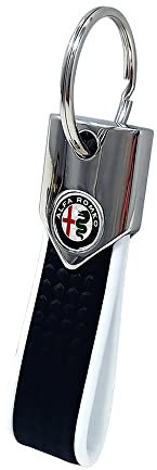4R Quattroerre.it Schlüsselanhänger Elite Alfisti Carbon Silber Holographisch mit Alfa Logo, Weiß, One size