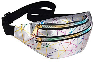 LIVACASA Gürteltasche Damen Bauchtasche Hüfttasche Sport Wasserdicht Handytasche Verstellbarer Gurt Umhängetasche für Joggen Laufen Wandern Radfahren Reisen Silbern