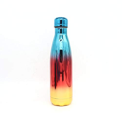 JIUJ Bouteille d'eau de sport Cola Bottle en acier inoxydable sous vide étanche 500 ml plaqué UV Bleu Rouge Or