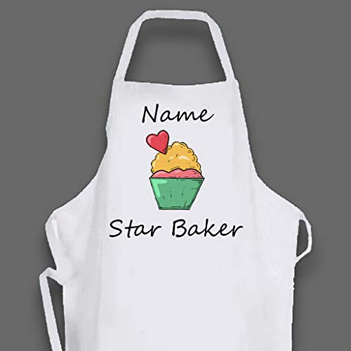 Star Baker Apron, Personalised with a name and with cupcake design