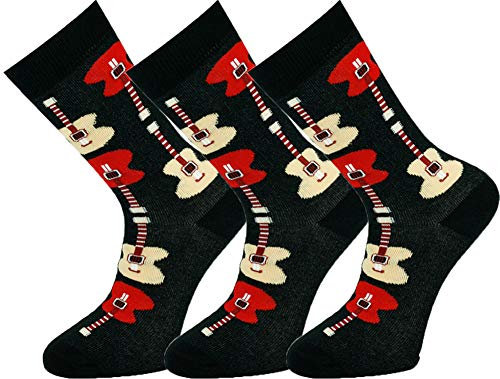 Mysocks 3 Paare Multi Design Knöchelsocken Gitarren