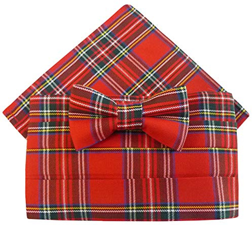 Kummerbund-Set mit Schottenkaro-Muster (inklusive Fliege und Einstecktuch)