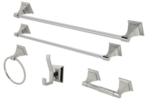 Kingston Brass BAHK61212478PN Monarch Bathroom Hardware Set, Polished Nickel,24 x 3.19 x 2.31