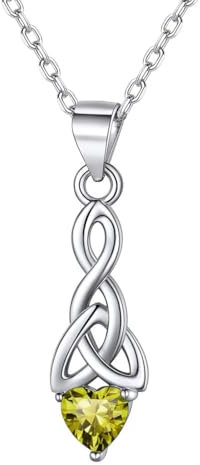 ChicSilver Birthstone Necklace for WomenSterling Silver August Gemstone Pendant Triquetra Celtic Knot Jewelry