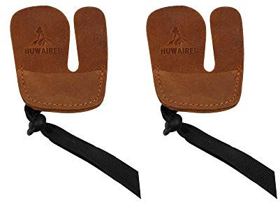 Namvo 2pcs Kuh Leder Bogenschießen Finger Tabs für Outdoor-Jagd Bogen Bogenschießen Finger Protektor braun