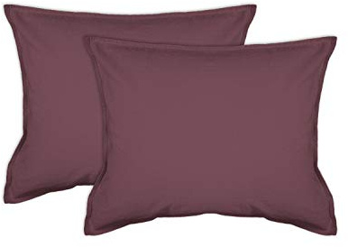 jilda-tex 2er Pack Zierkissenhülle Stone-Washed Renforce Lissabon 100% Bio-Baumwolle Knitterlook Stehsaum Bügelfrei Uni Leinen-Optik Bügelfrei GOTS Made in Green (Mauve, 2X 45 x 45 cm)