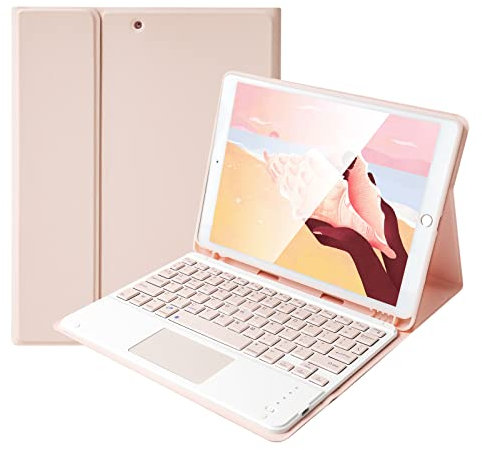 Lively Life Bluetooth Keyboard Case with Touchpad for iPad 10.2 9th 2021/8th 2020/7th Generation 2019, iPad Air 3 2019, iPad Pro 10.5 2017, Built-in Pen Holder, Detachable Wireless Keyboard - Pink