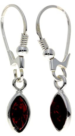 Silber Bernsteinschmuck UK - 925 Sterling Silber mit baltischem Kirschfarbener Bernstein - ovale Ohrhänger - 8268DCH