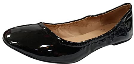 CHAOEN Roll Up Ballet Pumps for Women Non Slip Fold Up Ballerina Dolly Shoes, 05 Black, 5 UK, (CHAOEN-022504)