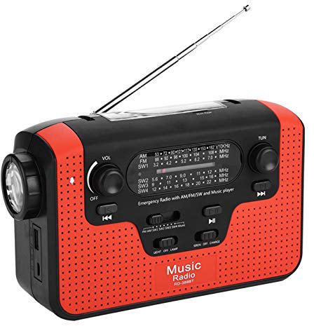 Notfall Solar Handkurbel Radio, RD-388 FM/AM/SW Solar Handkurbel Radio, mit LED Taschenlampe, Unterstützung für Telefonladegerät/Freisprechen, für Outdoor/Musik-Player/Camping(rot)