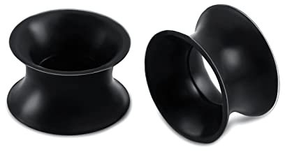 Plug Tunnel Creux Oreille, Ecarteur Oreille Silicone 18mm Noir Double Flared Tunnel Oreille Souple Creux Écarteur Oreille Homme Femme