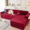 GUYIRT Luxus Samt Sofahusse, Dick und Waschbar Plüsch Sofaüberwurf Schonbezug Möbelschutz Weiche mit Rutschfester Elastischer Unterseite für 4-Kissen-Couch-Weinrot-3-Sitzer 190-230cm
