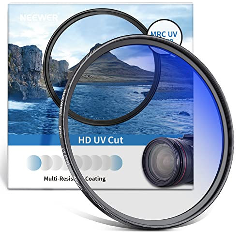 NEEWER 49mm MRC UV Filter, Schutzfilter mit 30 Schichten Multiresistente Nanobeschichtungen/HD Optisches Glas/Wasserabweisend/Kratzfest/Aluminiumlegierung Ultra Slim Rahmen/Ultraviolettfilter