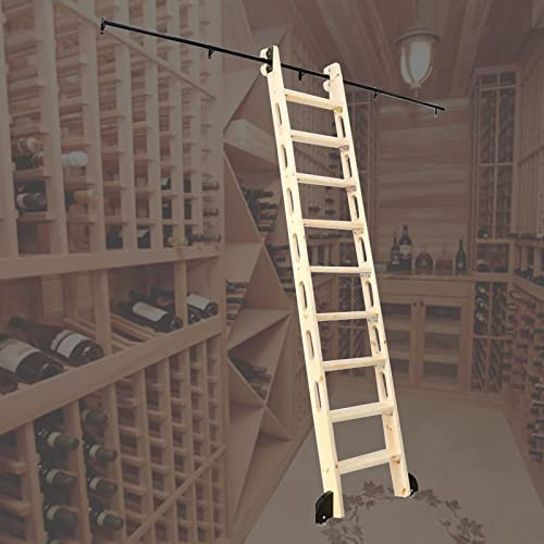 Set Di Scala Della Libreria Del Fienile Scorrevole Kit hardware per porta scorrevole della stalla, kit scala per libreria scorrevole con rullo per pavimento (senza scala), kit binario per set completo