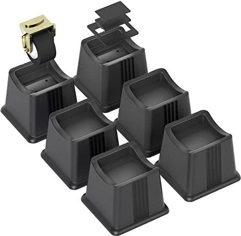 ZTON Bettmöbelerhöhungen, Höhe 7,6 cm, robuste Erhöhung für Pfosten und Räder von Möbeln, Sofa, Bett, Couch, Stuhl, Tisch, Tragkraft bis zu 907 kg. (6 Stück, schwarz)