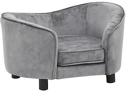 vidaXL Hundesofa Grau 69x49x40cm Plüsch Hundecouch Hundebett Haustiersofa