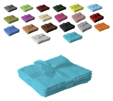 Handtuchserie im Set mit Schleife Marke Seiftuch 4er Set 30 x 30 cm Türkis