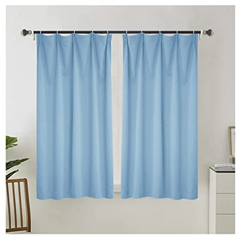 KnSam Vorhang Motiv Blickdicht Hellblau, Einfarbig Blickdichte Vorhang Gardine Verdunkelnd Modern Ösenvorhänge Blickdicht Polyester Kinderzimmer, 110x100cm(H x B), 2er Set