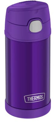 THERMOS Kids FUNTAINER Straw Bottle 0.35 L, Purple, thermos Flask for Children, Made of Stainless Steel, with Straw, Cold for 12 Hours, Absolutely Leak-Proof, for School, Nursery, Break