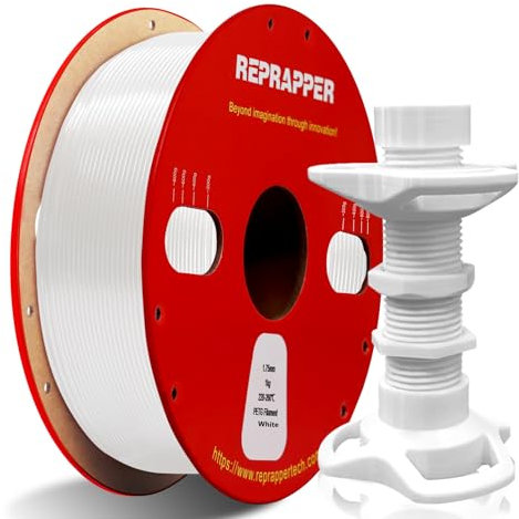 RepRapper PETG 1,75 mm Filament, Hochfestigkeit PETG 3D -Druckerfilament Ausgezeichnetes Haltbarkeit und Flexibilität, 1 kg Spule (2,2 lbs), kompatibel mit FDM -Druckern, weiß