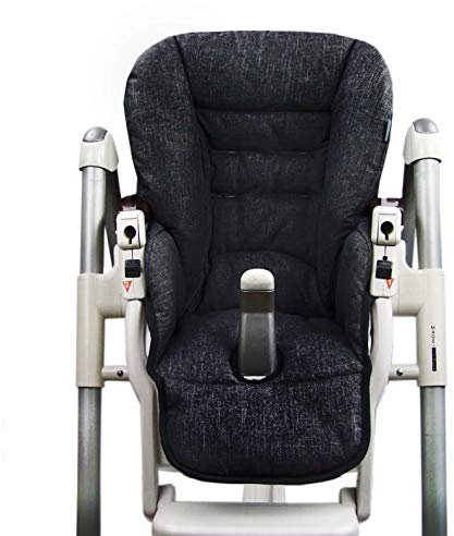 Ersatzbezug Sitzkissen [Bezug für Hochstuhl] kompatibel mit Peg Perego Prima Pappa Diner (schwarz meliert)