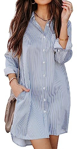 MINTLIMIT Women's Casual Long Sleeve Button Down Shirt Dress Oversize Swimsuit Cover Up for Women 2024 S-2XL