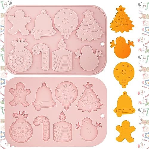 ALLY-MAGIC Christmas Silicone Mold, Christmas Cookie Mould, Christmas Chocolate Moulds, 8-Cavity Gingerbread Man Christmas Tree Snowman Mold for Christmas Cookie Candy Jelly DIY Y9BLSDMJ