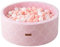 Dodozen Bällebad 100X40cm/200 Bälle ∅ 7Cm Bällepool Für Babys Kinder Rund,Superweicher Samt,Abnehmbar und waschbar,Rosa Muschel:Weiß/Transparent/Rosa