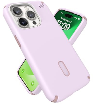 Speck Presidio2 Pro Schutzhülle für iPhone 15 Pro, rutschfeste Verriegelung, gebaut für MagSafe, Fallschutz, Kratzfest, weich, 15,5 cm (6,1 Zoll), Presidio2 Pro, weiches Lila/Nelkenblütenblatt/Rouge