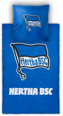Hertha BSC Berlin Bettwäsche Logo blau, Mikrofaser, Bettbezug 135x200 cm und Kissenbezug 80x80 cm, Reißverschluss