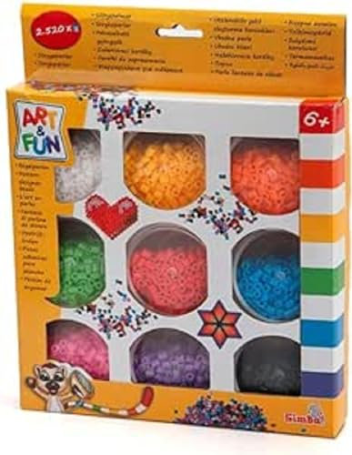 Simba Art and Fun 106374656 9 Colours, 9 x Tin of 280 Ironing Beads, Red, Yellow, White, Orange, Green, Blue, Purple, Black, Pink, from 6 Years