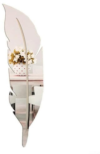 Zoegneer 6 x Feder-Spiegel-Wandaufkleber, dreidimensionaler Spiegel, Eingang, Ankleidezimmer, Kunstaufkleber, 120 x 30 cm (Links)