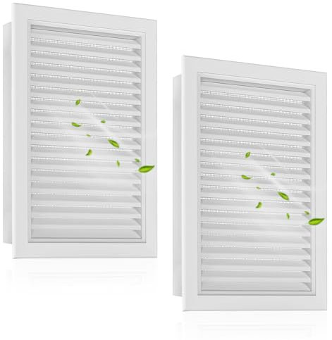 Zepoty Paquete de 2 rejillas de ventilación a dos aguas pintables, aluminio de 12 x 18 pulgadas con pantalla, maximiza la ventilación en áticos y cobertizos, apertura de ventilación: 10 x 16 pulgadas