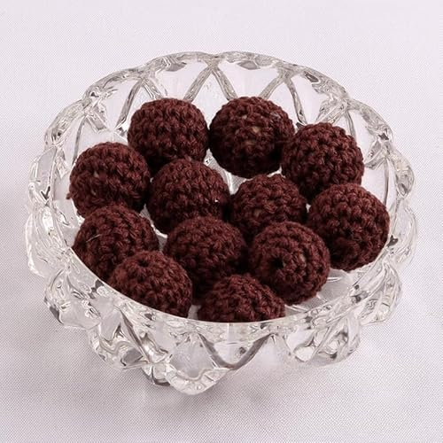 CEMELI 10PCS 16 Millimetri di Legno Increspato Perline di Lana Feltro Pom Pom Palline di Feltro di Lana Perline per La Lavorazione della Forcella Fare Panno di Velluto Coperto Perline caffè