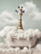 Giraffe in Badewanne, Poster 30cm x 40cm ohne Rahmen, Toilette Badezimmer Deko Bild, Wand-Deko Bilder Lustiges Geschenk