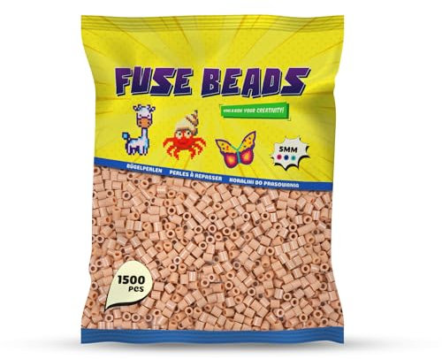 Benny Beads Bügelperlen 1500 Stück, Midi-Größe 5mm, Kreatives Bastelzubehör DIY Fuse Beads (Hellbraun)