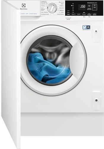 Electrolux EN7W4862OF Lavasecadora de Carga Frontal, Lava 8 Kg, Seca 4 Kg, Integrable, 1600 rpm, Serie 700, Función Vapor, Tecnología SensiCare, Sistema DualCare, Motor Inverter, Blanco, Clase A