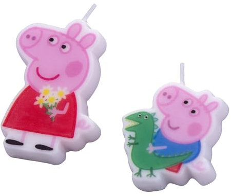 Dr. Oetker Motiv-Kerzen mit Halter Peppa Wutz – Perfekt für jeden Kindergeburtstag – hochwertige Qualität, sicher und kinderfreundlich – Praktisches Set: 2 Stück