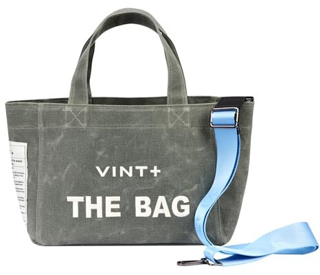 VINT+ Canvas Bag Damen Handtasche – Moderne Schultertasche mit wählbarem Tragegurt – Casual Shopper Tasche ideal für Arbeit, Uni, Schule & Reise | Wasserabweisend, 100% Baumwolle | Small, Loden Grün