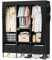 LOEFME Canvas Wardrobe, Fabric Wardrobes for Bedroom with 3 Storage Boxes and Hanging Rods, 51 x 17.7 x 67 Inch Size, 16mm Pipe Diameter Fabric Closet Black