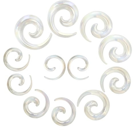 Longbeauty 6 Paare Acryl Tapers Dehnspirale Dehnschnecke Dehnstab Piercing Ohr Expander Kit 10MM-20MM, Klar