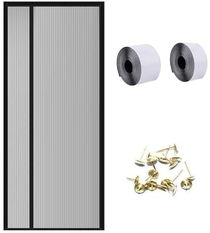 SUBLXPoten Tenda Magnetica per Porta Schermo for Porta Tenda Estiva Magnetica for Porta Protezione for Camera da Letto in Rete Traspirante autoadesiva(Black,XXL 120X220cm)