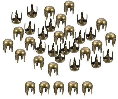 QUARKZMAN 80 Pièces de Rivets Ronds en Bronze, Clous à Pointe en Laiton de 3mm, Clous Punk Rock pour Vêtements DIY, Ceintures, Sacs, Bracelets, Artisanat en Cuir