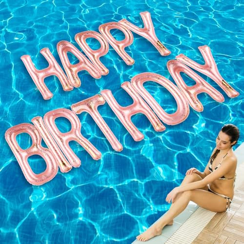 Buon Compleanno Galleggiante della Piscina, Decorazioni della Piscina di Compleanno Galleggianti della Lettera del Partito della Piscina con Adesivo, Galleggianti Della Piscina Rosa Festa in Piscina