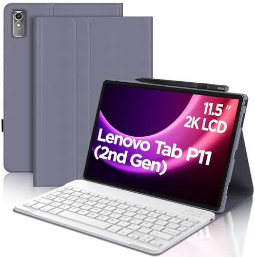 IVEOPPE Teclado para Lenovo Tab P11 (2nd Gen) 11.5, Teclado Español Ñ Bluetooth Inalámbrico Extraíble para Tablet Lenovo Tab P11 de 2.ª Generación, Púrpura Lavanda