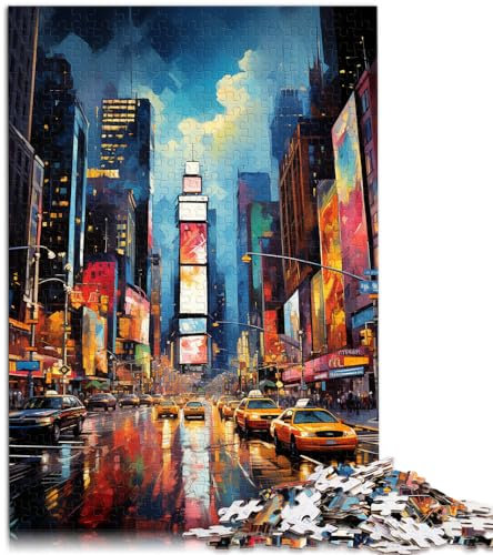 Spielzeug Puzzle Malerei Neon New York Times Square Puzzle für Erwachsene 1000 Teile Holzpuzzle Familienaktivität Puzzle 1000 Teile (50x75cm)
