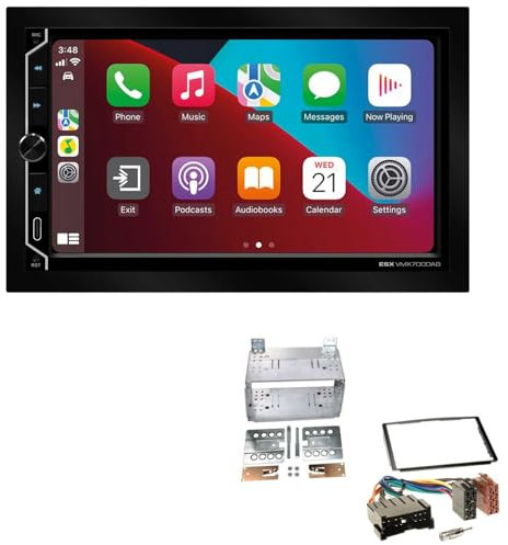 ESX VMX700DAB 2-DIN Autoradio kompatibel mit Wireless Apple CarPlay Android Auto Bluetooth DAB+ passend für KIA Carnival II 2006-2011 schwarz