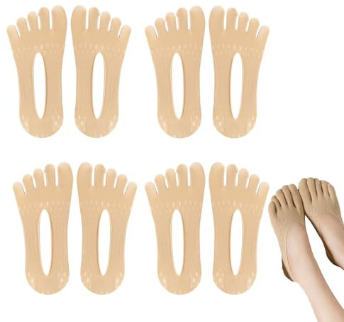 4 Paar Zehensocken Damen 39-42,Toe Socks,Zehen-Fünf-Finger-Socken,Dünne Füßlinge Damen,Fünf-Zehen-Socken,Unsichtbare Rutschfest Zehengetrennte Sneaker Socken,Zehlinge Sommer Socken für Damen Frauen